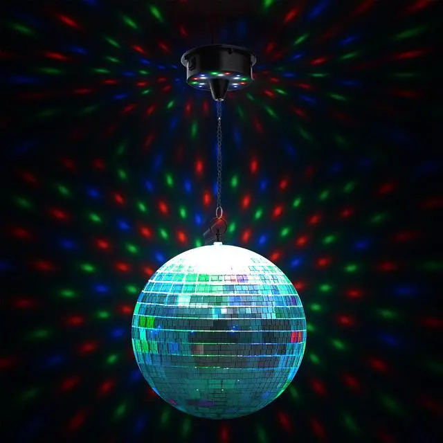 Alt view image 6 of 7 - Yescom 12" Large Disco Ball with Motor Rotating 6RPM 18 RGBW LED Lights for 70s 80s Party Wedding Event Holiday Decor