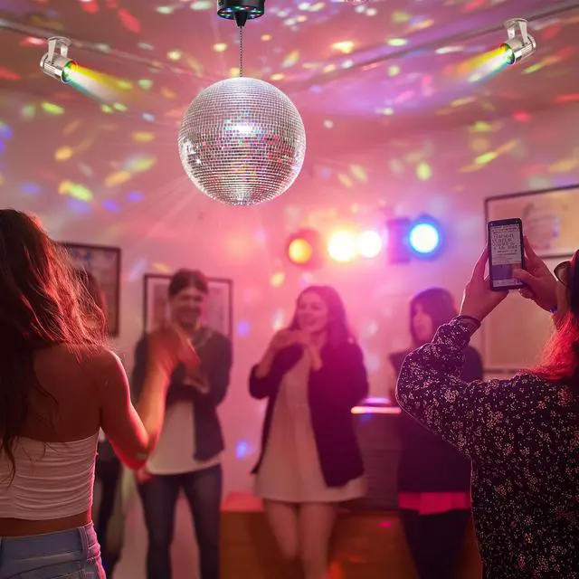 Alt view image 3 of 7 - Yescom 12" Large Disco Ball with Motor and Lights 6RPM Rotator & 2PCS 3W RGB Spotlights for 70s 80s Party DJ Bands Studio Event