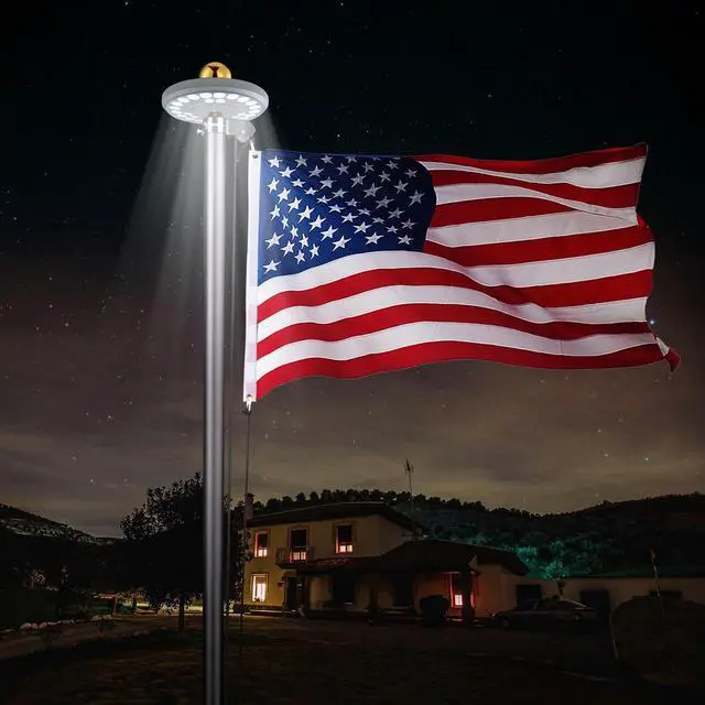 Alt view image 2 of 7 - Yescom Bravery 20ft 13 Gauge Heavy Duty Sectional Flag Pole with Solar Light for Outside House Inground Yard Residential Black