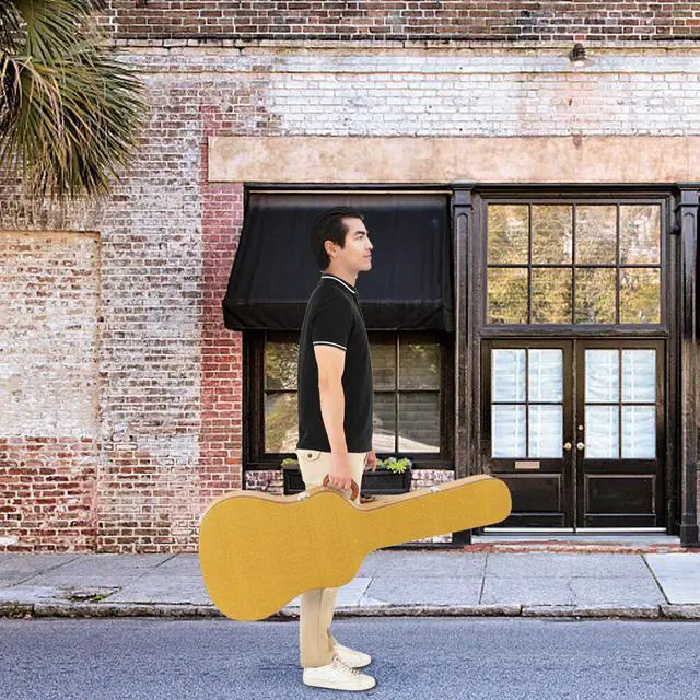 Alt view image 4 of 7 - 41" Folk Guitar Hardshell Carrying Case Fits Most Acoustic Guitars Microgroove Flat Yellow