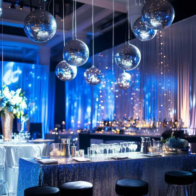 Alt view image 3 of 7 - Yescom 2PCS 12" Large Disco Ball Mirror Big Hanging Glass Decor for 70s 80s Party Events Wedding DJ Dance Club Stage Lighting Silver