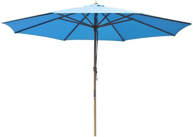 Main image of Yescom 13FT Large Outdoor Patio Umbrella UV30+ Wood 8 Rib Pole for Table Beach Yard Garden Wedding Deck Cafe Pool Blue