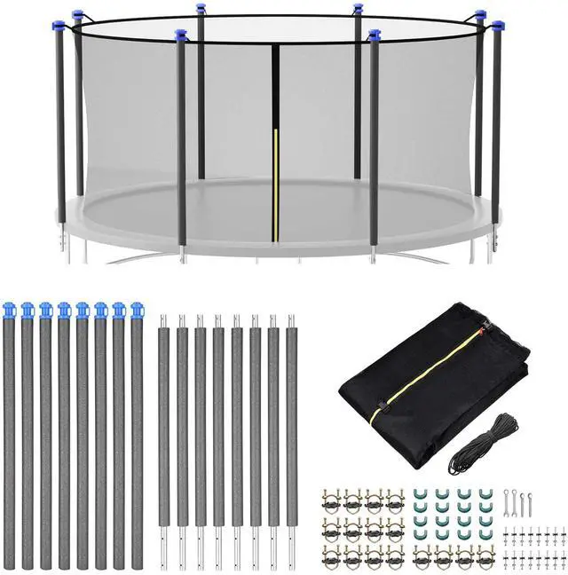 Main image of Yescom 15FT Trampoline Enclosure Net & Pole Replacement for 8 Straight Poles Trampoline