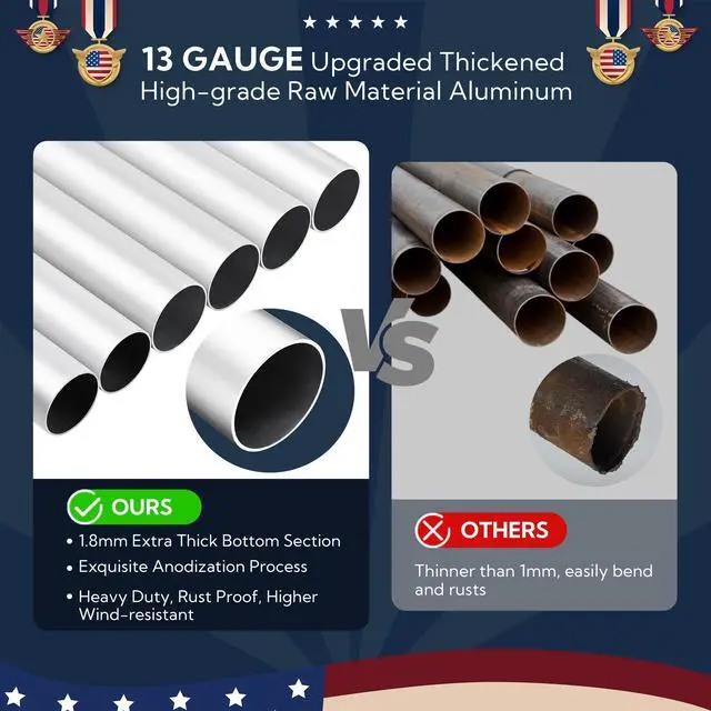 Alt view image 3 of 7 - Yescom Bravery 30ft 13 Gauge Sectional Flag Pole Kit Aluminum for Outside House