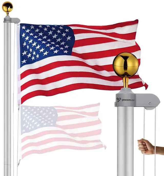 Main image of Yescom Bravery 30ft 13 Gauge Sectional Flag Pole Kit Aluminum for Outside House