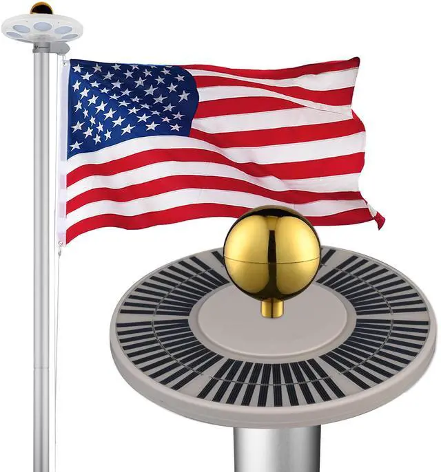 Main image of Yescom Bravery 13Gauge Heavy Duty Flag Pole Kit with Solar Light 30Ft High Wind Flagpoles for Outside House In Ground