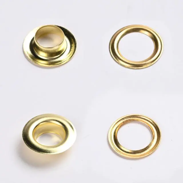 Alt view image 2 of 6 - Yescom 300 pcs Grommet Kit 1/2 inch Size #4 Solid Brass Eyelets Washers for Hand Press Machine