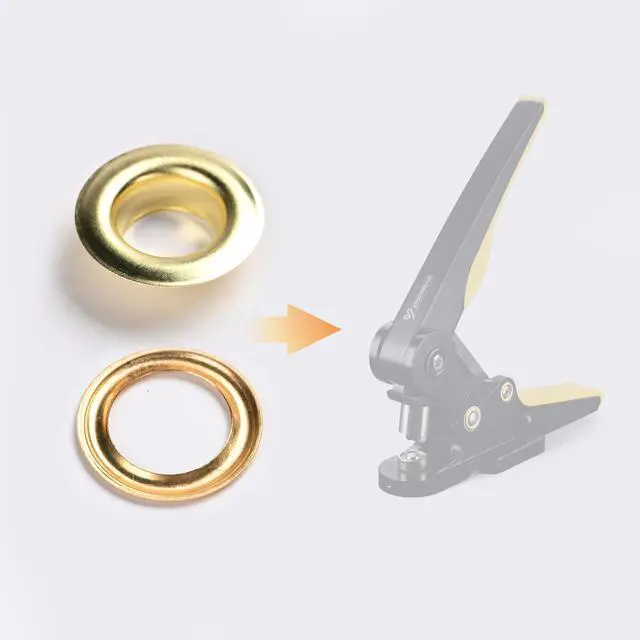 Alt view image 3 of 6 - Yescom 300 pcs Grommet Kit 1/2 inch Size #4 Solid Brass Eyelets Washers for Hand Press Machine
