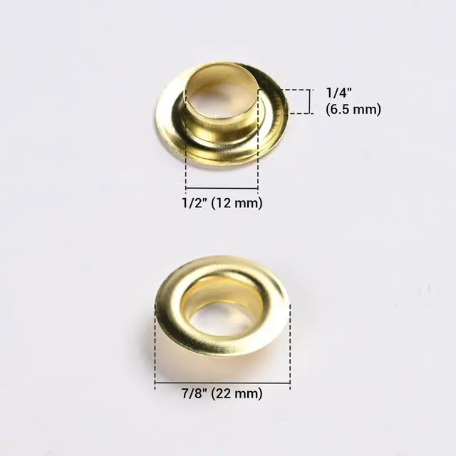 Alt view image 4 of 6 - Yescom 300 pcs Grommet Kit 1/2 inch Size #4 Solid Brass Eyelets Washers for Hand Press Machine