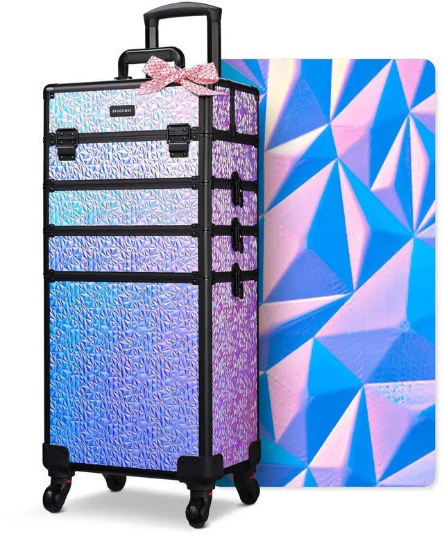 Main image of Byootique Mermaid Purple 4in1 Rolling Makeup Train Case Cosmetic Organizer Wheel
