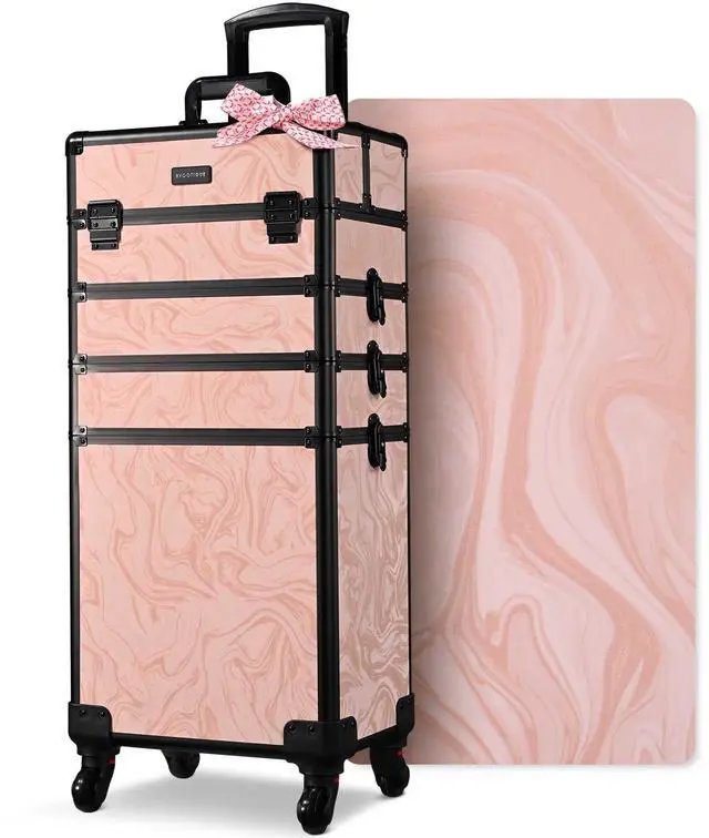 Main image of Byootique Rolling Makeup Train Case 4in1 Cosmetic Trolley Organizer Case Lockable Salon Barber Case Traveling Cart Trunk with Wheels for Makeup Artist Trave Nail,CoyoteButtes Dusk