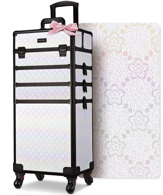 Main image of Byootique 4in1 Rolling Makeup Train Case Cosmetic Organizer Pure ForgetMeNot