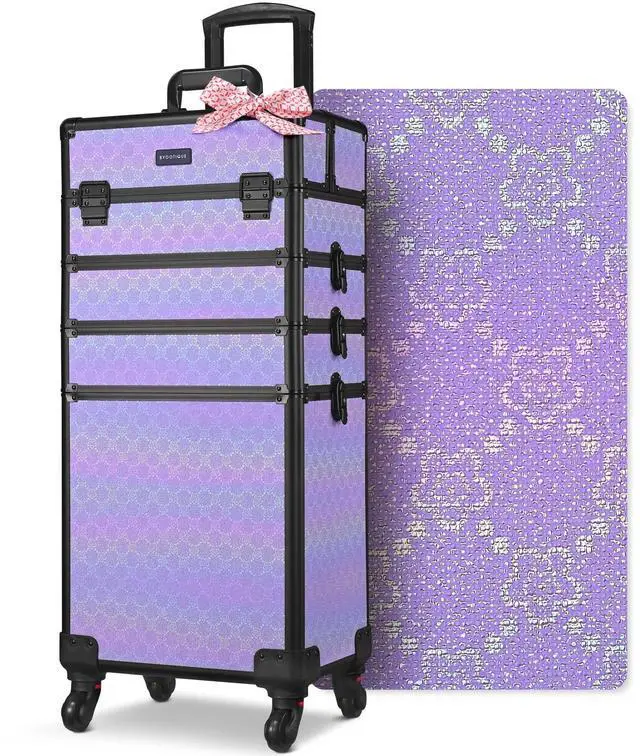 Main image of Byootique 4in1 Rolling Makeup Train Case Cosmetic Organizer Charm ForgetMeNot