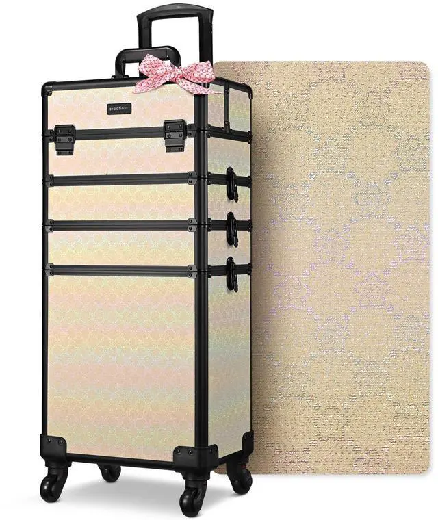 Main image of Byootique 4in1 Rolling Makeup Train Case Cosmetic Organizer Grace ForgetMeNot