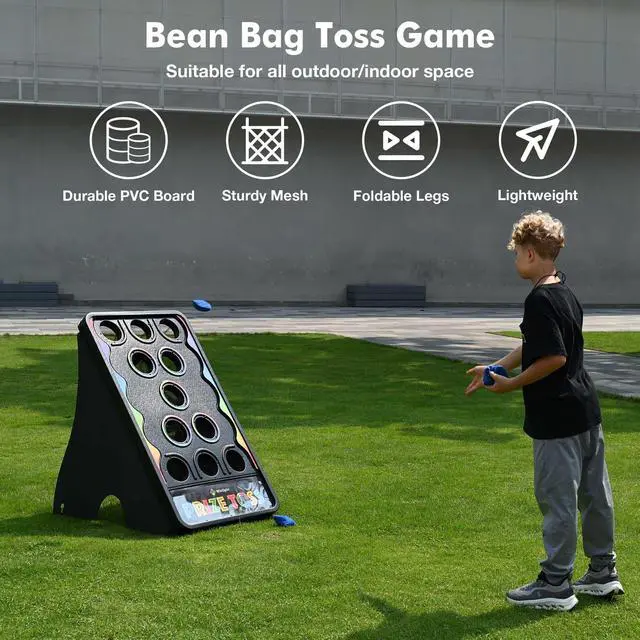 Alt view image 3 of 7 - WinSpin Bean Bag Toss Game Cornhole Board Set Prize Toss with 5 Bean Bags Stakes