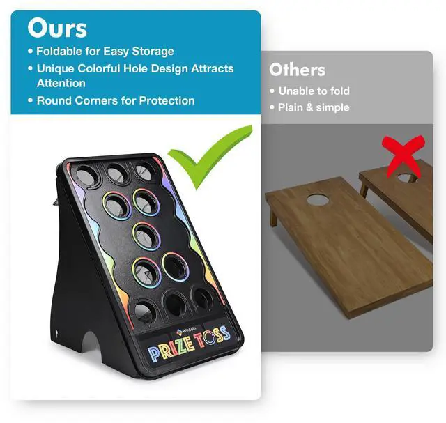 Alt view image 6 of 7 - WinSpin Bean Bag Toss Game Cornhole Board Set Prize Toss with 5 Bean Bags Stakes