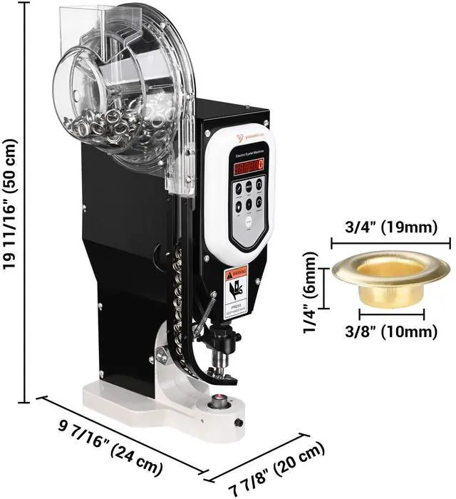 Alt view image 3 of 3 - Yescom Grommet Tool Kit with 10000 pcs 3/8" Brass Eyelets Auto-feeding Leather Hole Punch Set