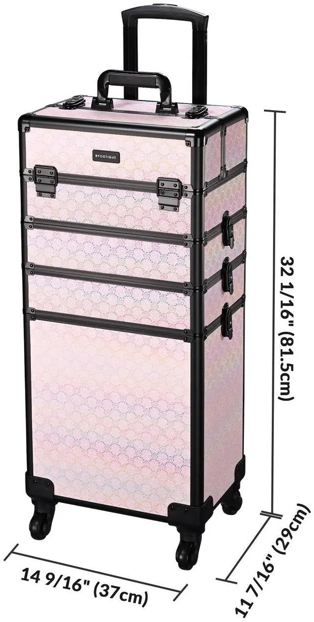 Alt view image 5 of 7 - Byootique 4in1 Portable Makeup Train Case with Cube Case Cosmetic Organizer Pink