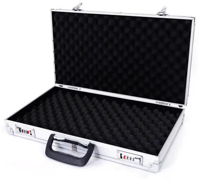 Main image of 18 Inch Aluminum New Framed Locking Gun Pistol HandGun Lock Box Hard Storage Carry Case Silver