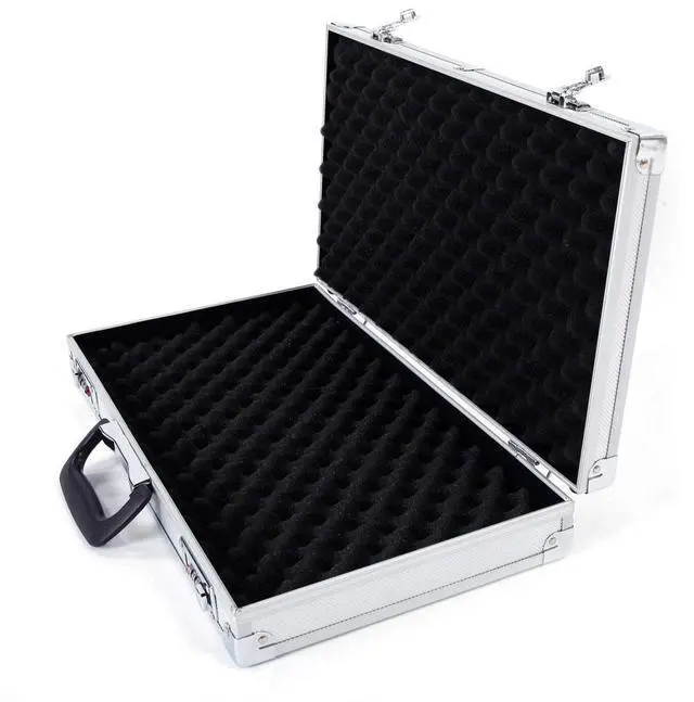 Alt view image 4 of 5 - 18 Inch Aluminum New Framed Locking Gun Pistol HandGun Lock Box Hard Storage Carry Case Silver
