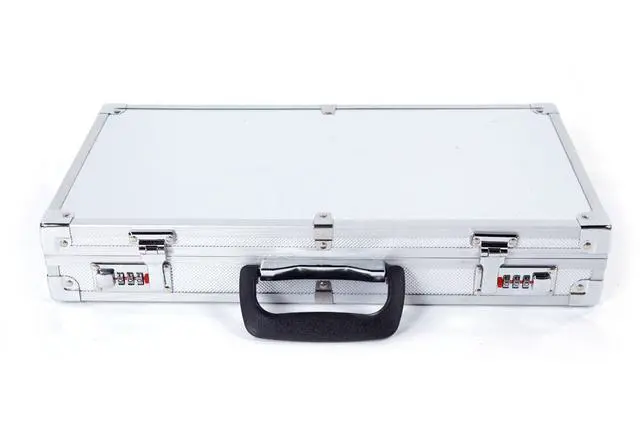 Alt view image 5 of 5 - 18 Inch Aluminum New Framed Locking Gun Pistol HandGun Lock Box Hard Storage Carry Case Silver