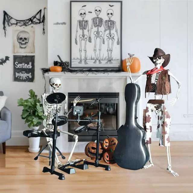 Alt view image 7 of 7 - Yescom Halloween Pirate Life Size Skeleton Cowboy Party Decoration Haunted House Props 2025