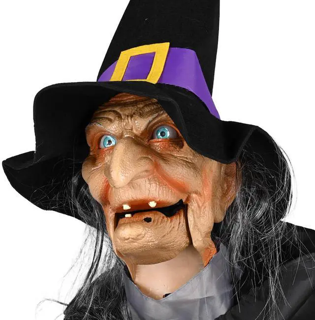 Alt view image 6 of 7 - Yescom 9Ft Animatronics Flying Witch Hovering Broom Animated Halloween Outdoor Decoration Motion Activated AC 110-240V 2025 Party Outdoor Decor