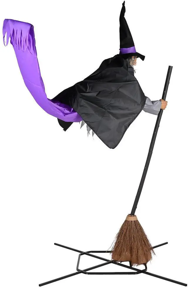 Alt view image 7 of 7 - Yescom 9Ft Animatronics Flying Witch Hovering Broom Animated Halloween Outdoor Decoration Motion Activated AC 110-240V 2025 Party Outdoor Decor