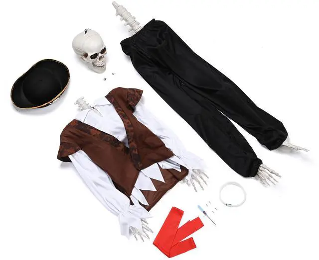 Alt view image 6 of 7 - Yescom 5.4 Ft Pirate Captain Skeleton with Vulture & Owl Skeleton Halloween Decoration 2025