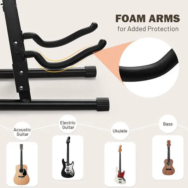 Alt view image 3 of 6 - Yescom 10 Pcs Folding Guitar Stand Floor A-Frame w/ Foam Arms Instrument Display Universal for Acoustic Electric Bass