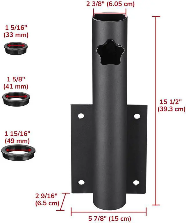 Alt view image 7 of 7 - Yescom Universal Flag Pole Holder Deck Mount Bracket for Outside Fit 1" to 2 3/8" Pole