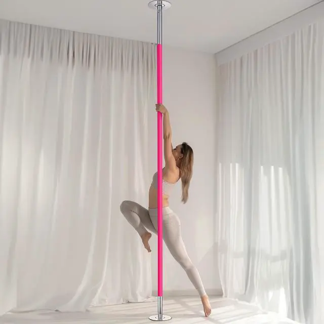 Alt view image 2 of 7 - Yescom 10.1 Ft Static Spinning Dancing Pole Kit 45mm Silicone Party Club Exercise Pink