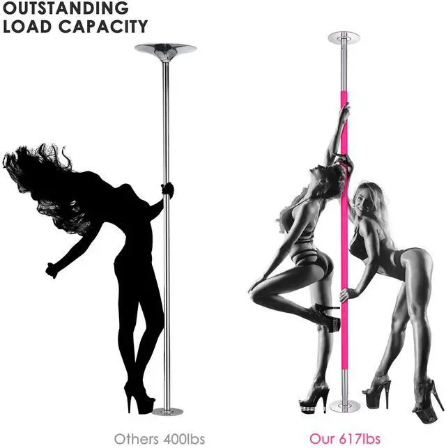 Alt view image 3 of 7 - Yescom 10.1 Ft Static Spinning Dancing Pole Kit 45mm Silicone Party Club Exercise Pink