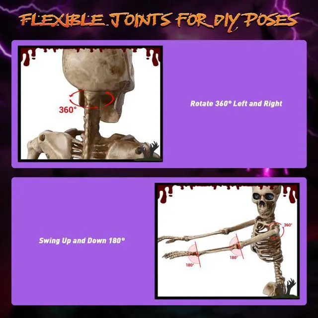 Alt view image 3 of 7 - Yescom 4 Pcs 16" Mermaid Skeleton Hanging Bones with Movable Joints Halloween Décor