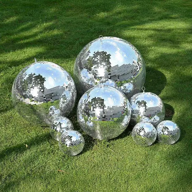 Alt view image 4 of 7 - Yescom 4PCS 7" Mirror Disco Ball Set Small Mini Hanging Decor for 70s 80s Party Events Wedding DJ Dance Club Stage Lighting Silver