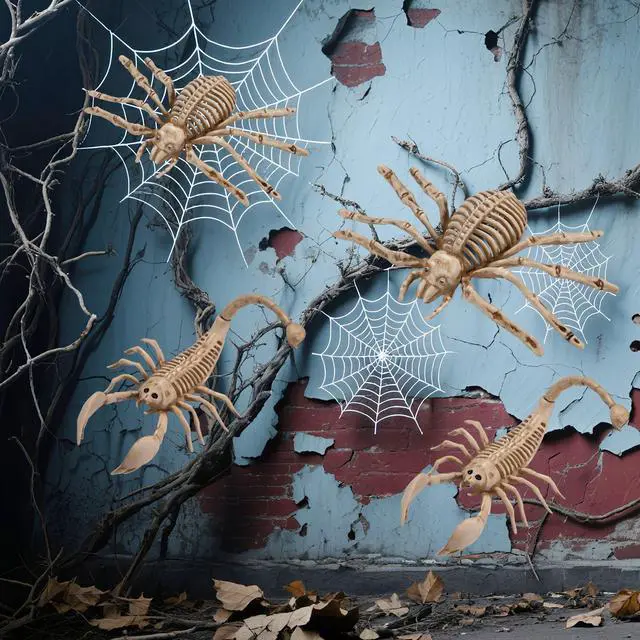 Main image of Yescom 2 Pcs Spider and 2 Pcs Scorpion Skeletons Halloween Decor Waterproof Plastic Yard Props 2025