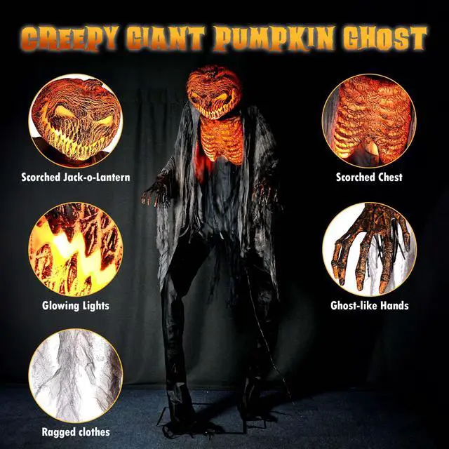 Alt view image 4 of 7 - Yescom 7 Ft Scary Animated Pumpkin with Vulture & Owl Skeleton Halloween Decorations Party 2025