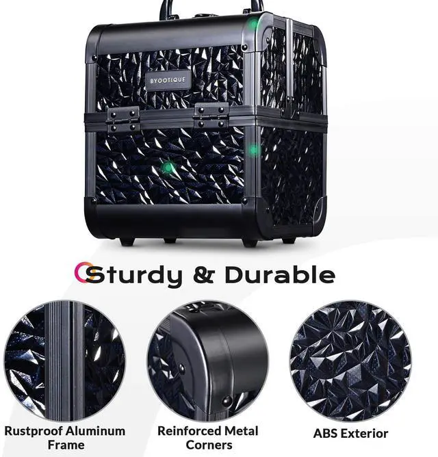 Alt view image 6 of 7 - Byootique Makeup Train Case Kit with Cube Case Cosmetic Organizer Mermaid Black
