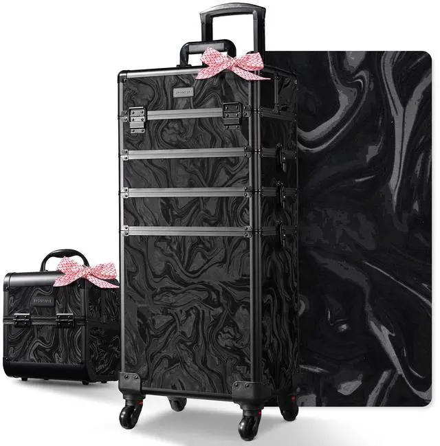 Main image of Byootique Rolling Makeup Train Case with Portable Cube Case Cosmetic Organizer