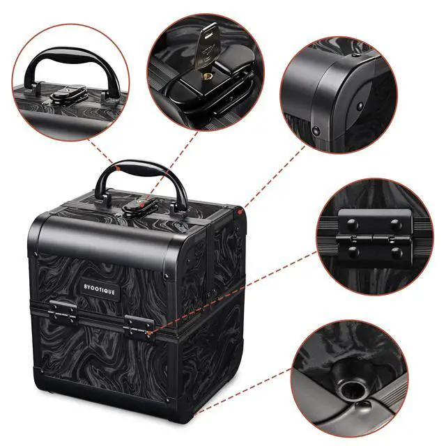 Alt view image 6 of 6 - Byootique Rolling Makeup Train Case with Portable Cube Case Cosmetic Organizer