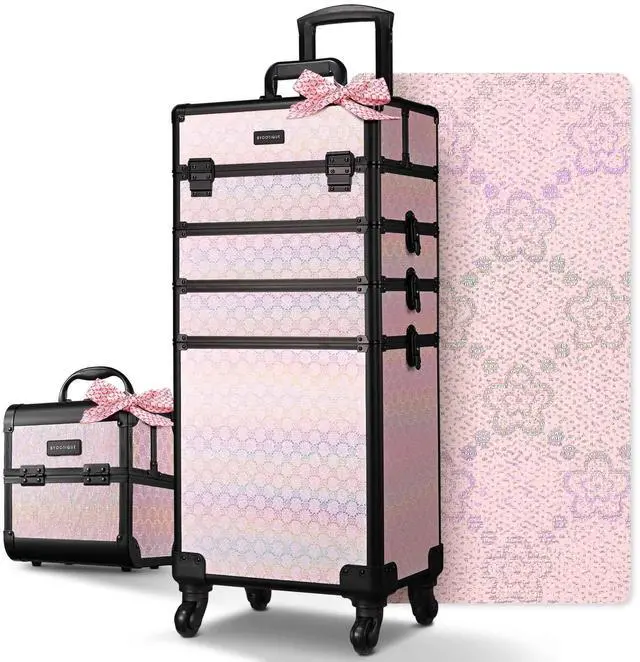 Main image of Byootique 4in1 Portable Makeup Train Case with Cube Case Cosmetic Organizer Pink