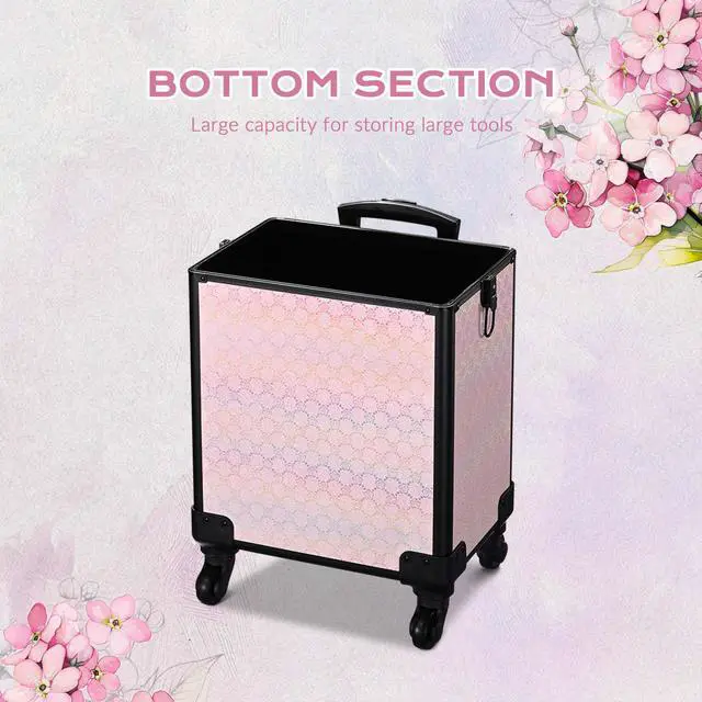 Alt view image 2 of 7 - Byootique 4in1 Portable Makeup Train Case with Cube Case Cosmetic Organizer Pink
