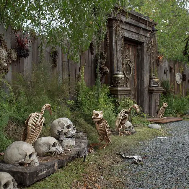 Alt view image 4 of 7 - Yescom 1 Pcs Vulture & 1 Pcs Owl Skeleton Halloween Decor Life Size Animal Props Indoor Outdoor 2025