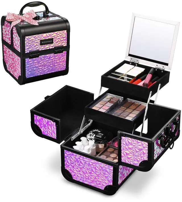 Alt view image 5 of 7 - Byootique Rolling Nail Table Kit w/ Makeup Case Cosmetic Organizer Aluminum Pink