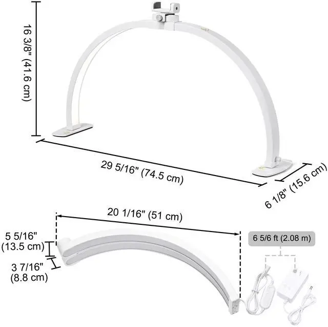Alt view image 2 of 7 - Byootique 40W Foldable Half Moon Nail Desk Lamp LED Nail Tech Light Phone Holder With Carry Bag For Manicure Beauty Salon Home Spa