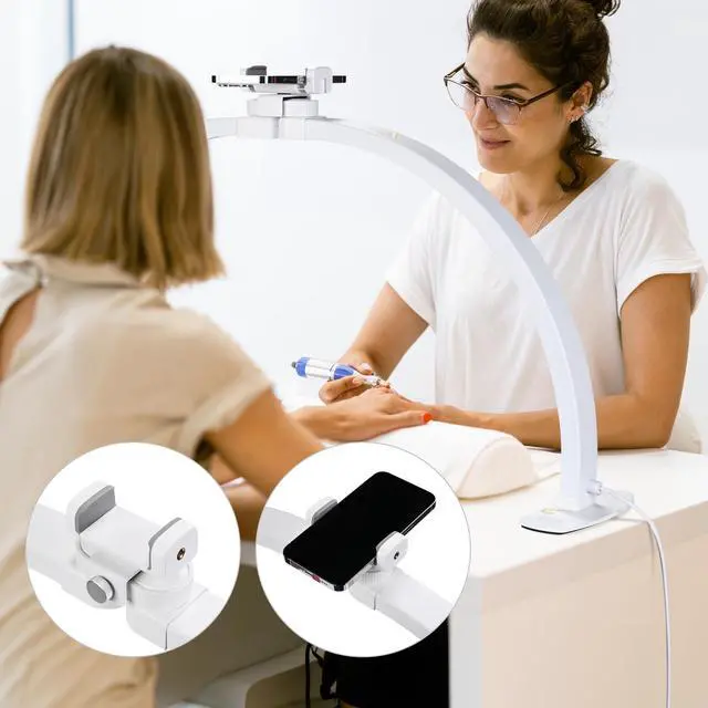 Alt view image 3 of 7 - Byootique 40W Foldable Half Moon Nail Desk Lamp LED Nail Tech Light Phone Holder With Carry Bag For Manicure Beauty Salon Home Spa