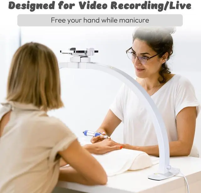 Alt view image 4 of 7 - Byootique 40W Foldable Half Moon Nail Desk Lamp LED Nail Tech Light Phone Holder With Carry Bag For Manicure Beauty Salon Home Spa