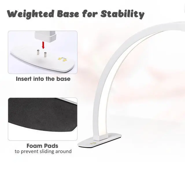 Alt view image 6 of 7 - Byootique 40W Foldable Half Moon Nail Desk Lamp LED Nail Tech Light Phone Holder With Carry Bag For Manicure Beauty Salon Home Spa