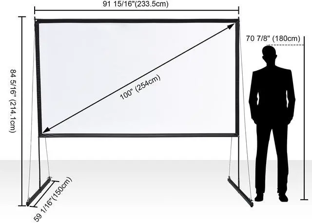 Alt view image 3 of 7 - 100" Portable Detachable Projector Screen with Stand Movie Projection 16:9 HD 1.1 Gain Home Theater