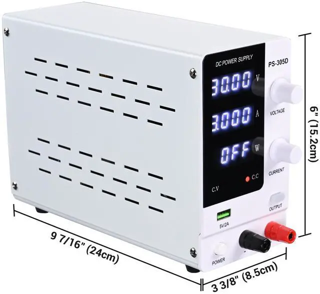 Alt view image 7 of 7 - DC Power Supply Variable 30V 5A Adjustable High Precision Digital w/Power Cord